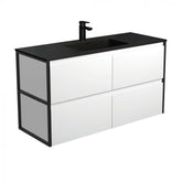 Fienza 1200mm Montana Amato Wall Hung Vanity - Matte Black Frames Side Panels